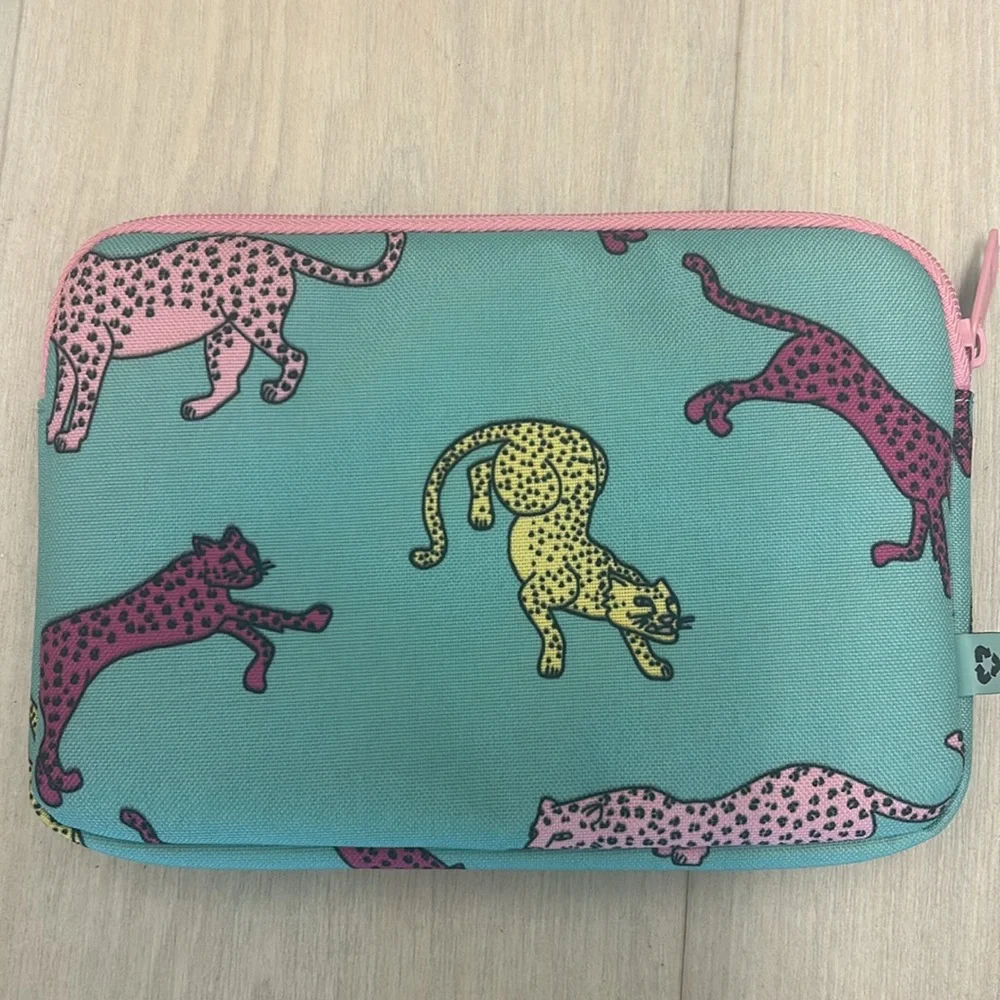 Parkland Teal and Pink Leopard Print Pouch